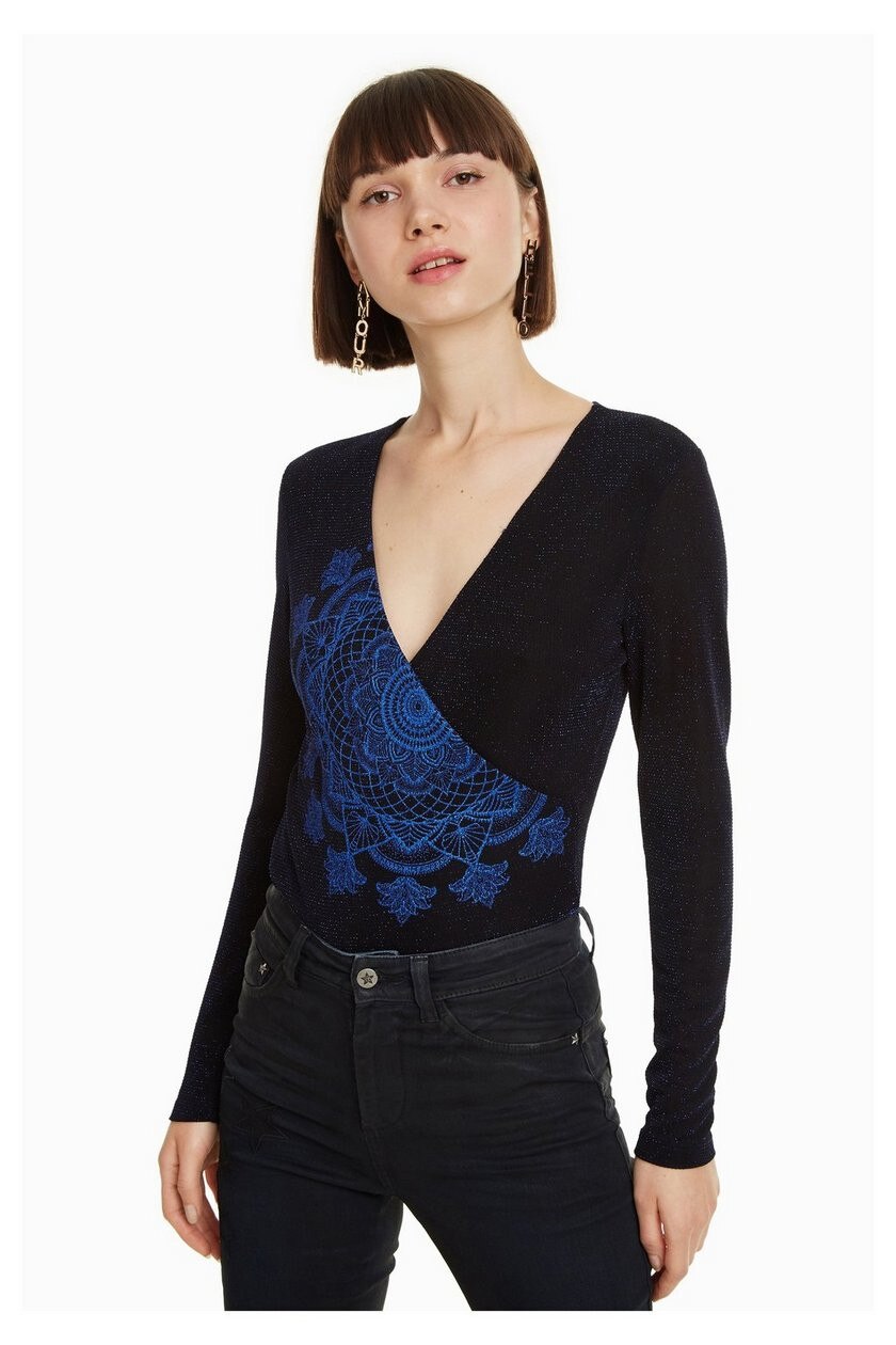 Body dama, Desigual, albastru, sclipitor, Elif, Albastru