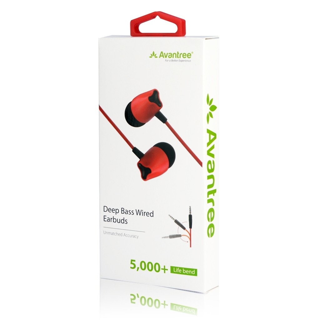 Casti audio In-ear Avantree 038, Ultra Bass, Microfon, Rosu