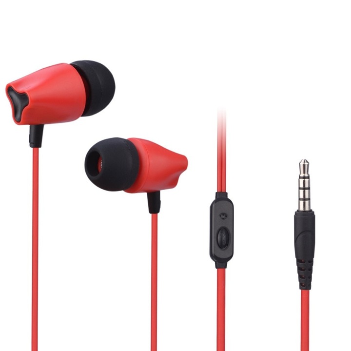 Casti audio In-ear Avantree 038, Ultra Bass, Microfon, Rosu