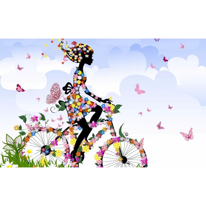 Декоративна картина с платно за детска стая, Приказно момиче Пеперуда, 50см x 40см
