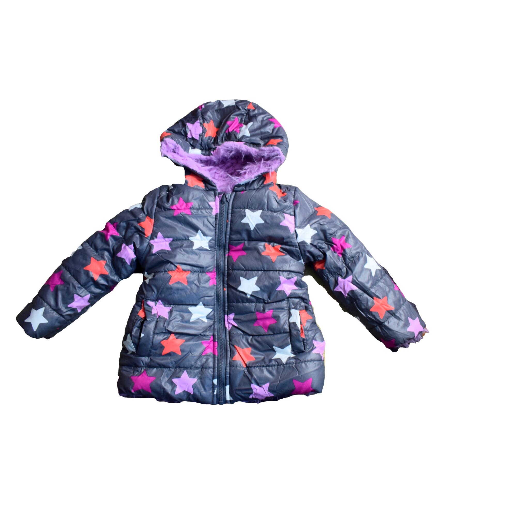 Geaca cu stelute reversibila, Boboli, gri