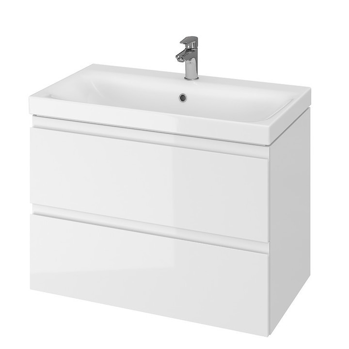 Cersanit függesztett fürdőszobabútor szett Moduo mosdóval, 80 cm, fehér