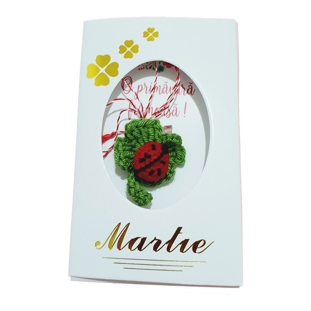 Martisor brosa lucrat manual- gargarita rosie