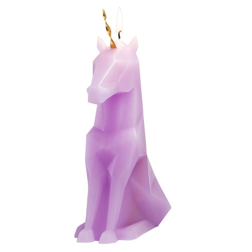 Lumanare decorativa unicorn Einar mov 20.3 cm