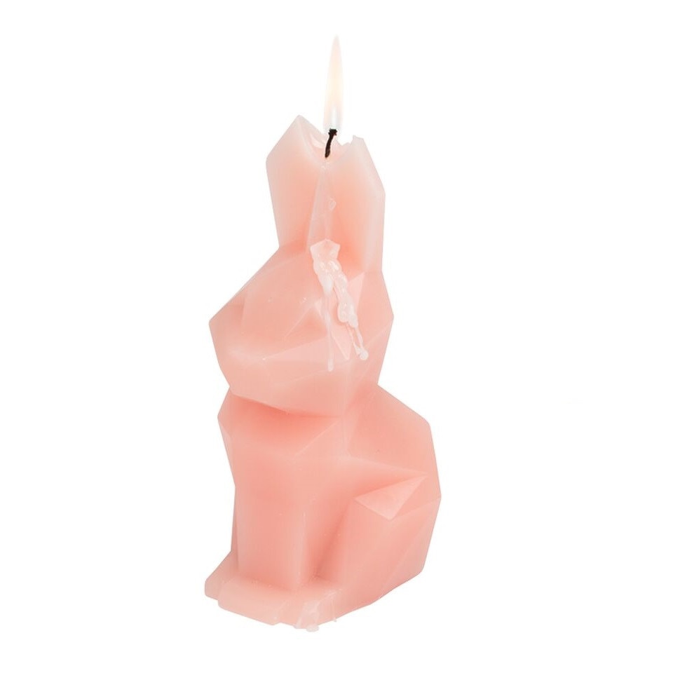 Lumanare decorativa iepure Hoppa portocalie 17 cm