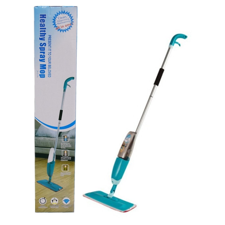 Mop spray vízzel és tisztítószerrel történő tisztításhoz Healthy Spray Mop, mikroszálas kendő, tartály 350 ml, kék