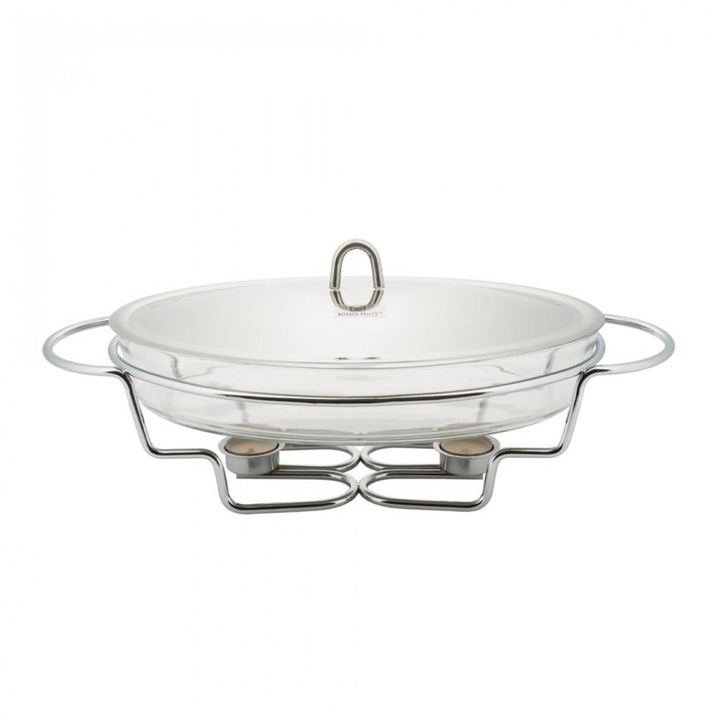 Vas Yena oval cu suport pentru incalzire Kinghoff KH 4091, 4,1 litri, cu capac inox