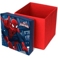 Cutie de depozitare jucarii cu functie de taburet, cu licenta Disney, Spiderman Rosu/Albastru
