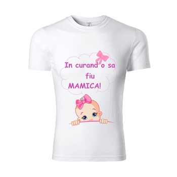 Set tricouri personalizate Maternity, Bumbac - Baby girl coming soon, Alb, M si L Set tricouri personalizate Maternity, Bumbac - Baby girl coming soon, Alb, M si L