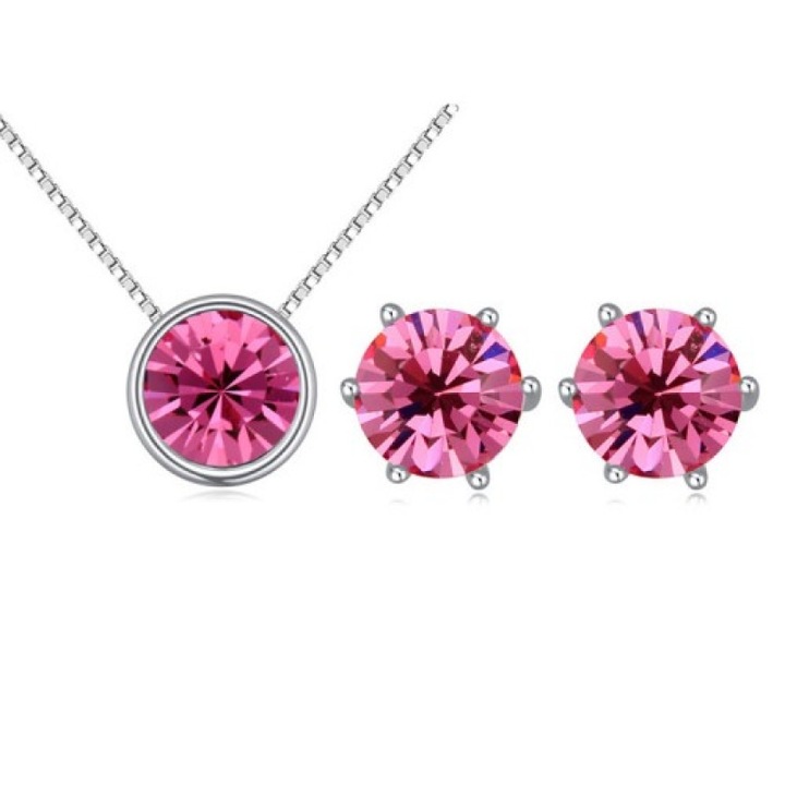 Női ezüst ékszer szett kristályokkal, Rose Galaxy