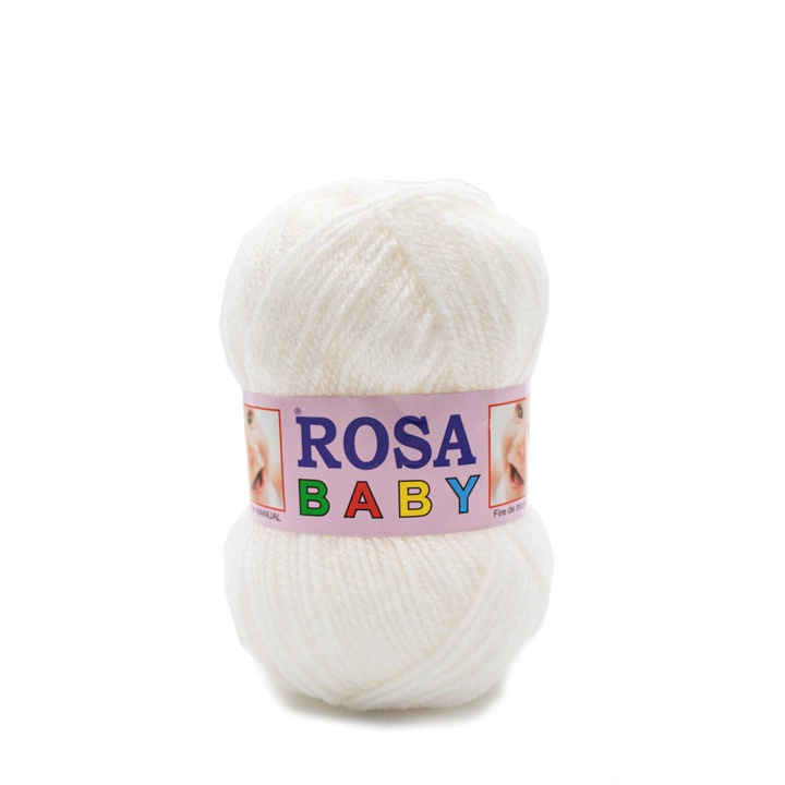 Pachet fir tricotat Rosa Baby 150, 10 bobine, 20% Poliamida - 80% Acril, 400 g/pachet, culoare alb