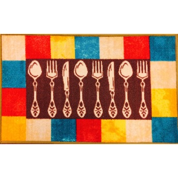 Covoras bucatarie ,dreptunghiular multicolor cu linguri si furculote , ATS,50 x 80 cm Covoras bucatarie ,dreptunghiular multicolor cu linguri si furculote , ATS,50 x 80 cm