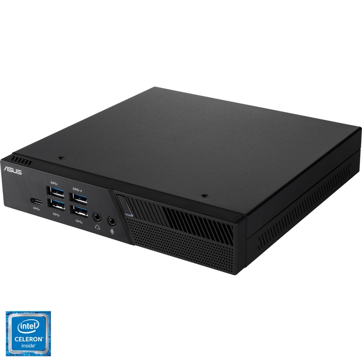 Mini PC ASUS PB40-BC063MC cu procesor Intel® Celeron® N4000 pana la 2.60 GHz, Gemini Lake, 4GB, 64GB eMMC, Intel® UHD Graphics 600, Free DOS, Black
