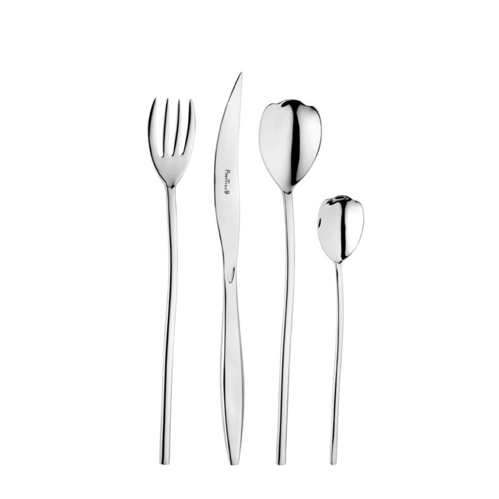 Дизайнерски комплект прибори за хранене Pinti Inox Tulipani HoReCa, 24 части, ХоРеКа, Инокс