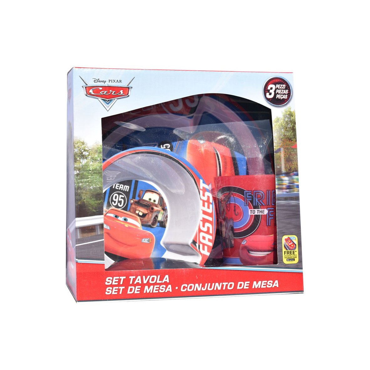 Set de 2 farfurii si pahar Cars Disney