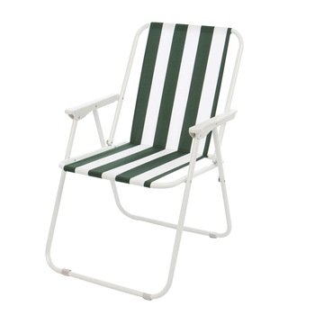Scaun camping STYLE pliant structura metalica cu brate pentru un confort sporit,culoare verde+alb, 50 x 54 x 79 cm Scaun camping STYLE pliant structura metalica cu brate pentru un confort sporit,culoare verde+alb, 50 x 54 x 79 cm