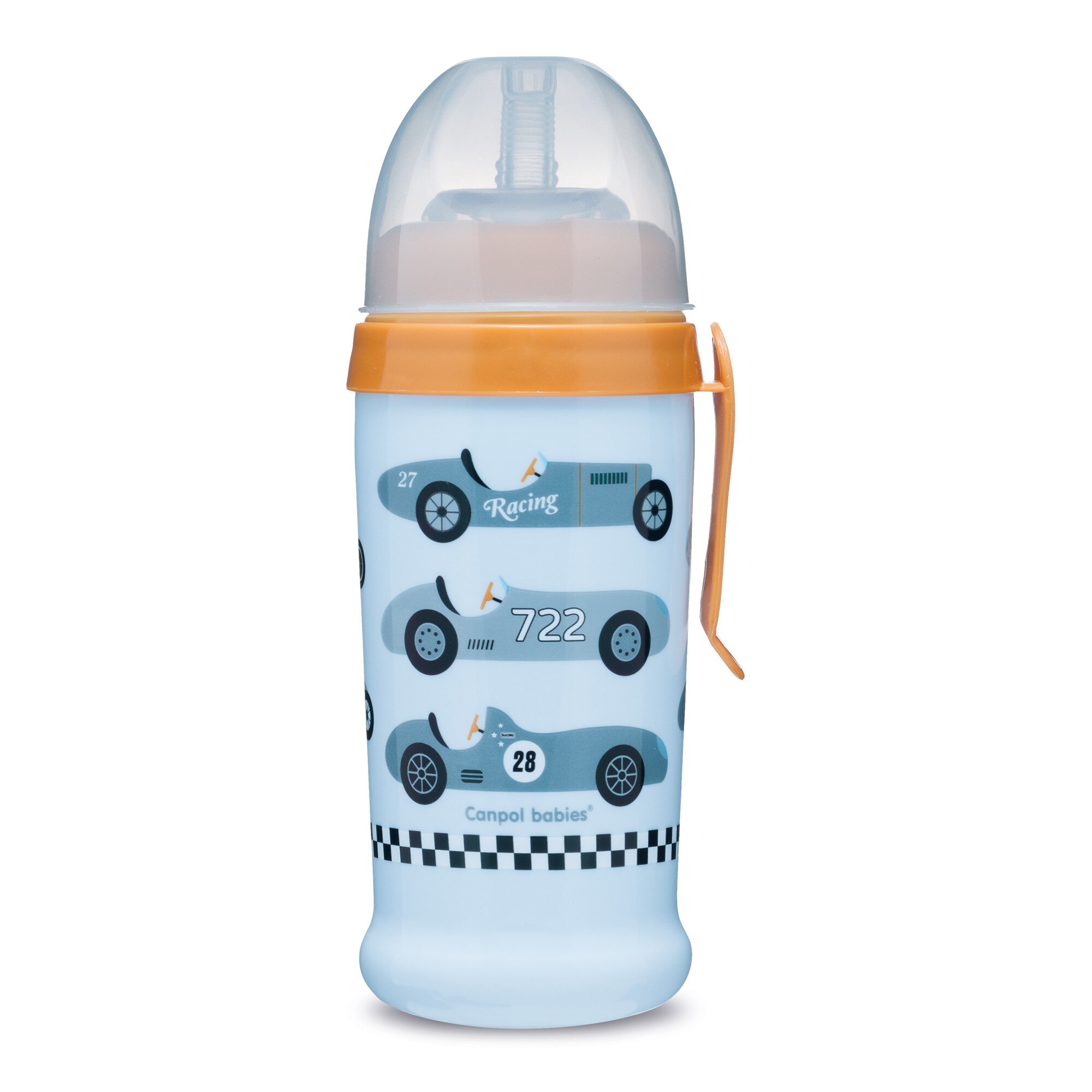 Canita sport „Racing“ cu pai, Canpol babies®, fara BPA, 350 ml, albastru deschis