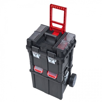 Carucior pentru scule cu roti, 495 x 350 x 712 mm, doua manere HD, din care unul pliabil, care poate fi folosit la tragerea cutiei Carucior pentru scule cu roti, 495 x 350 x 712 mm, doua manere HD, din care unul pliabil, care poate fi folosit la tragerea cutiei