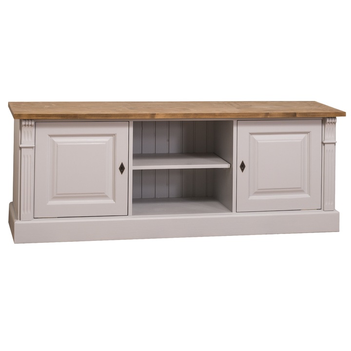 Comoda Szel-Mob 2 usi si rafturi deschise, culoare dublu color, lemn masiv, 160x46x60 cm