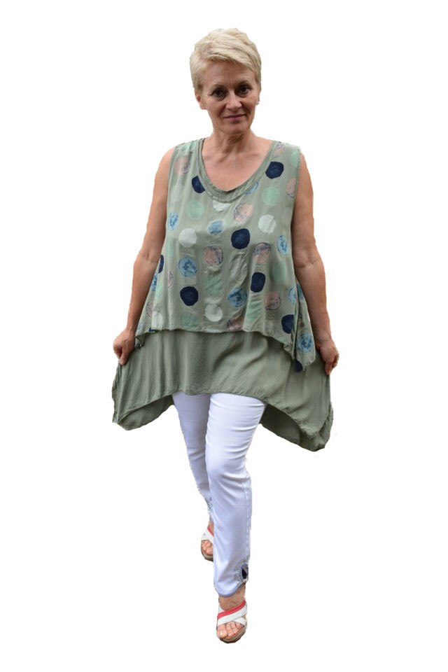 Bluza trendy asimetrie cu buline,D&J Exclusive, Verde deschis