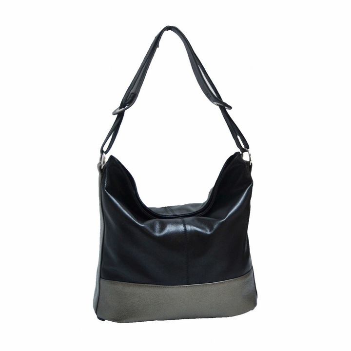 Zea Női táska, Természetes bőr, platina, Fekete