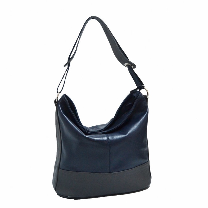 Zea Női táska, természetes bőr, kék/szürke