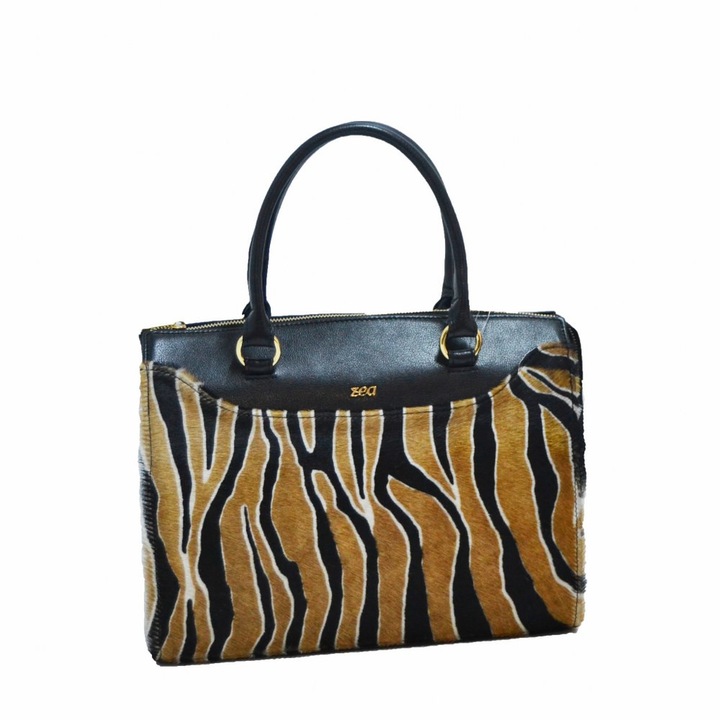 Geanta dama,Zea,piele ,blana naturala zebra
