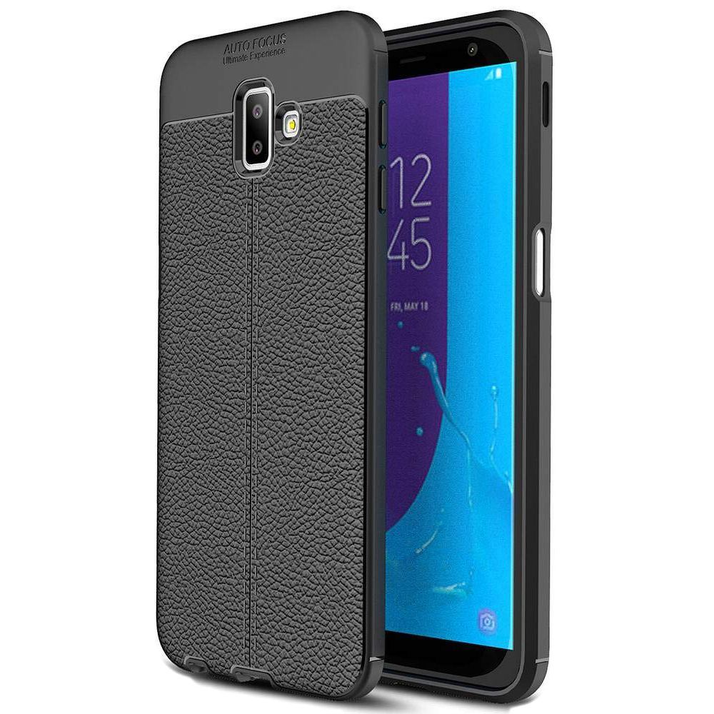 Husa Samsung Galaxy J6 Plus 2018 Silicon Negru Gel TPU Textura de Piele Autofocus Black