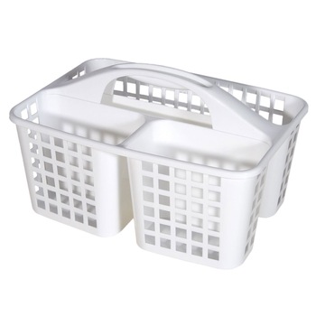 Organizator cu maner pentru produse curatenie din plastic 31x22x13 cm Arly, Alb Organizator cu maner pentru produse curatenie din plastic 31x22x13 cm Arly, Alb