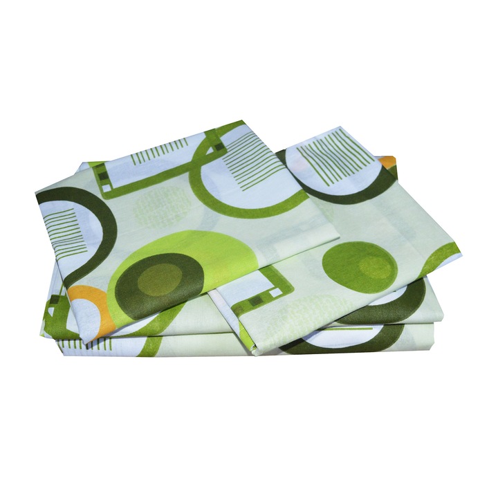 Lenjerie pat sifon, o persoana, Model Geo 16, fete perna 70x70 cm, LENJN-016-140