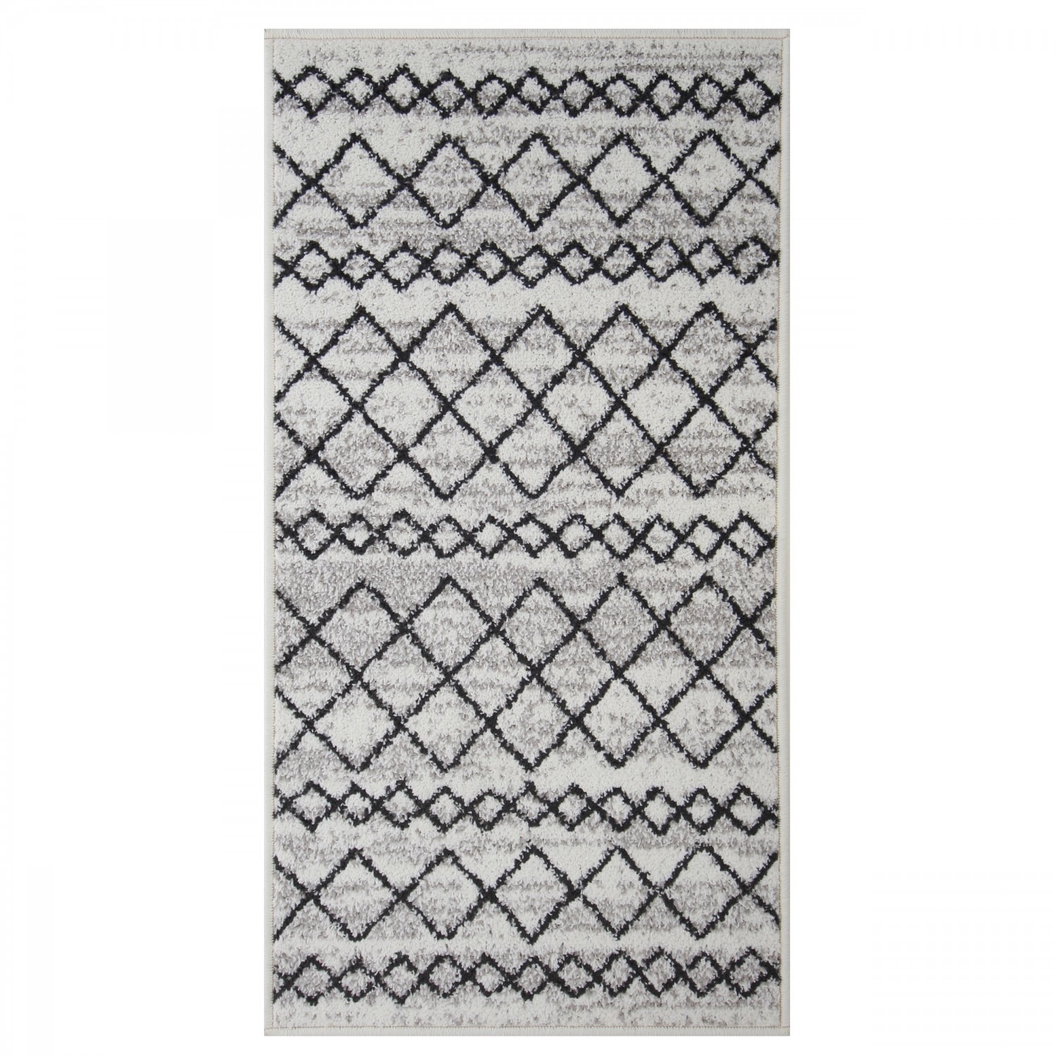 Covor living / dormitor, iMK®, Crem/Negru, polipropilena frize dreptunghiular, 80 x 140 cm