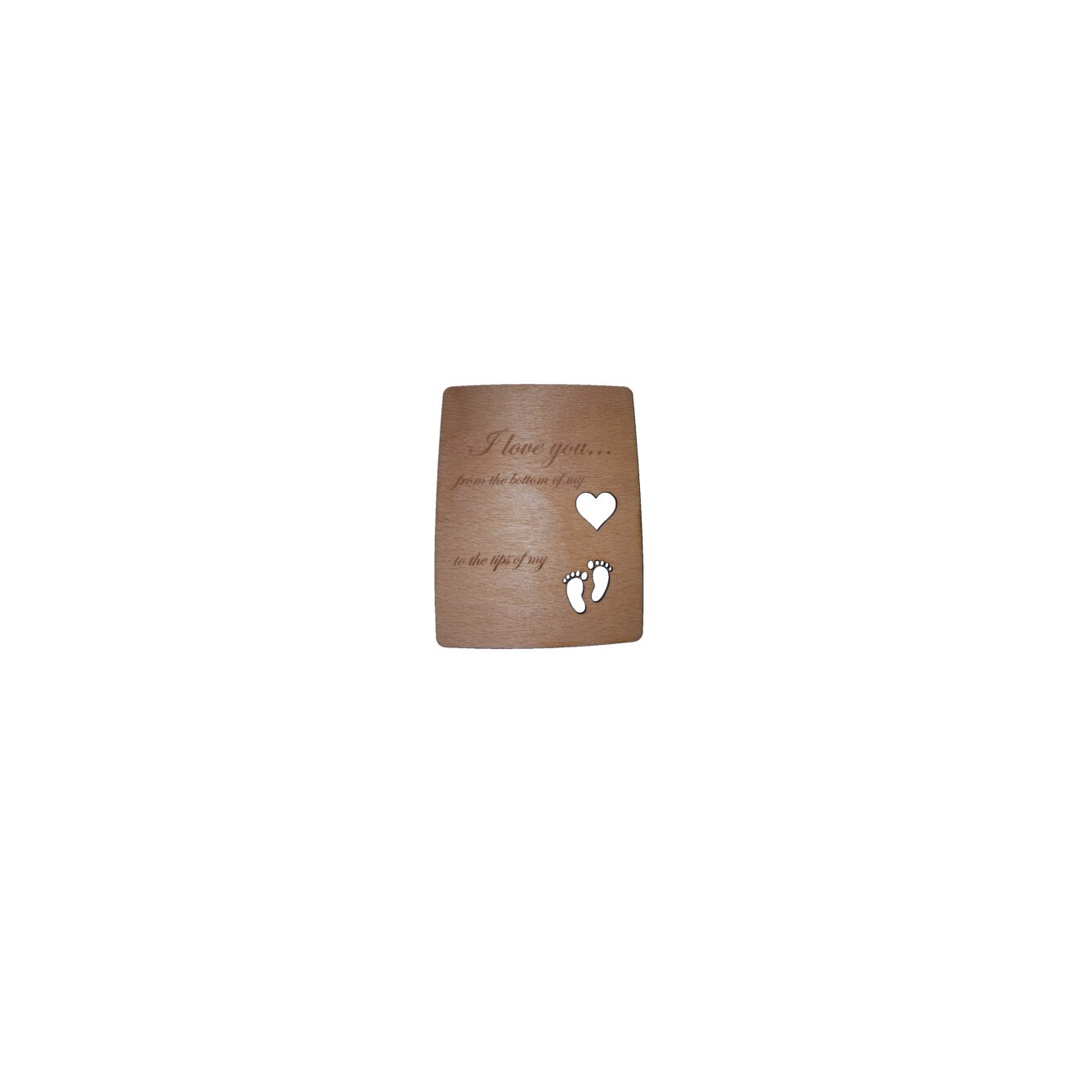 Felicitare, din lemn, Love heart to feet, Valentine