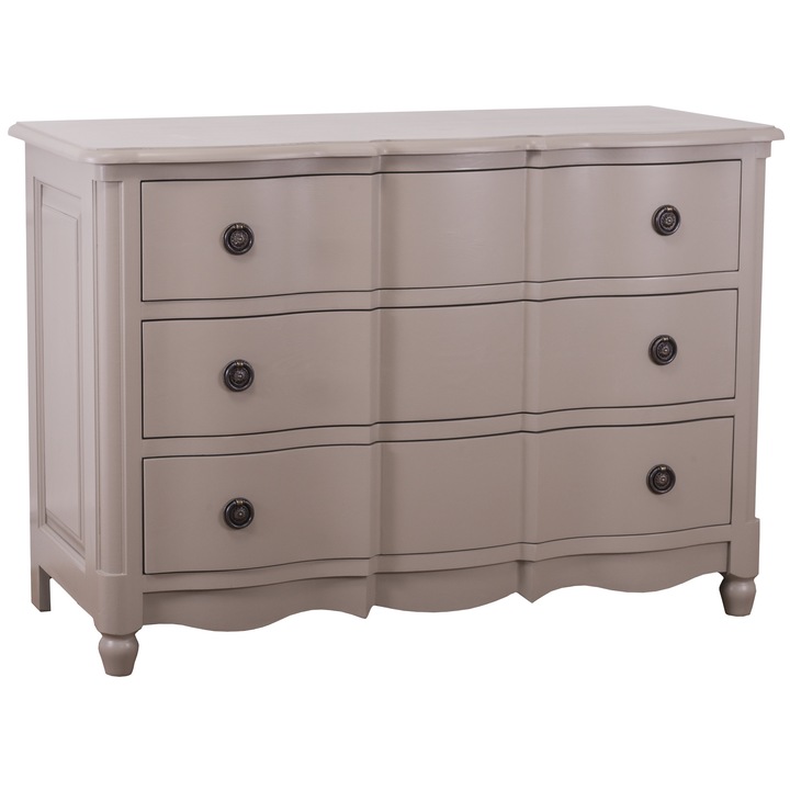 Comoda Galbee, Szel-Mob, sertare cu sine, culoare vopsit, lemn masiv, 130x57x90