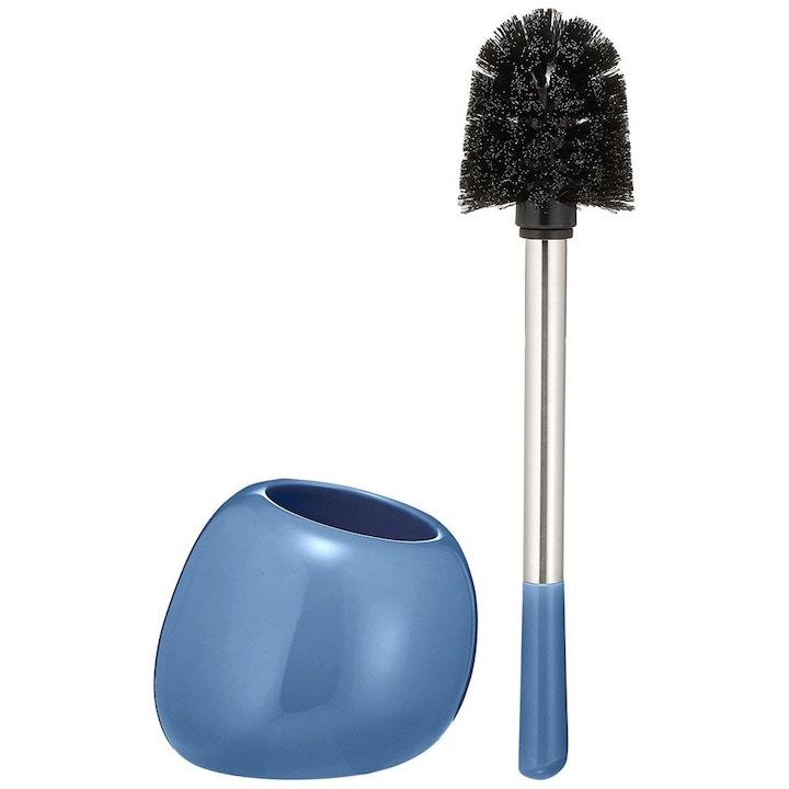 Set perie de toaleta cu suport Wenko Polaris, Ceramica, Albastru