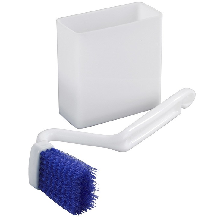 Set perie pentru toaleta Wenko, Plastic, Alb/Albastru