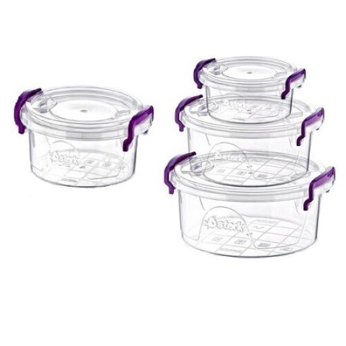 Set 4 cutii alimentare rotunde cu maner si capac Maya Sterk