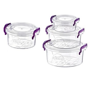 Set 4 cutii alimentare rotunde cu maner si capac Maya Sterk Set 4 cutii alimentare rotunde cu maner si capac Maya Sterk
