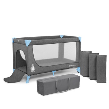 Patut pliant Kinderkraft Joy, Gri/Albastru Patut pliant Kinderkraft Joy, Gri/Albastru