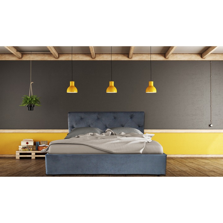 Легло Kring King, 160x200 см, Ракла за съхранение, Антрацитен плат - 160х200