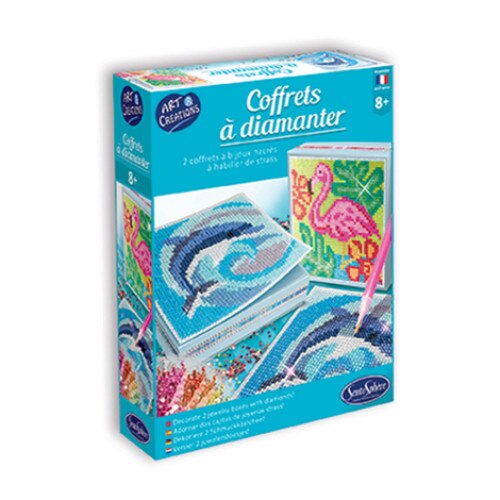 Kit creativ - Cutii de ornat cu strassuri 'Delfini si Flamingo'