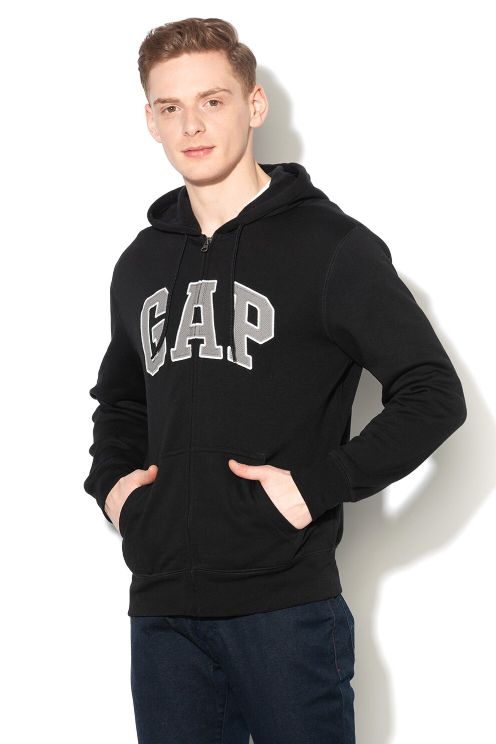 GAP, Hanorac cu fermoar si captuseala din fleece 2, Negru