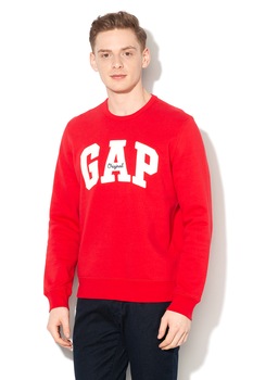 GAP, Bluza sport cu imprimeu logo si decolteu la baza gatului, Rosu GAP, Bluza sport cu imprimeu logo si decolteu la baza gatului, Rosu