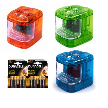 Ascutitoare electrica dubla Ico diverse culori + 8 Baterii Duracell basic LR06 Ascutitoare electrica dubla Ico diverse culori + 8 Baterii Duracell basic LR06