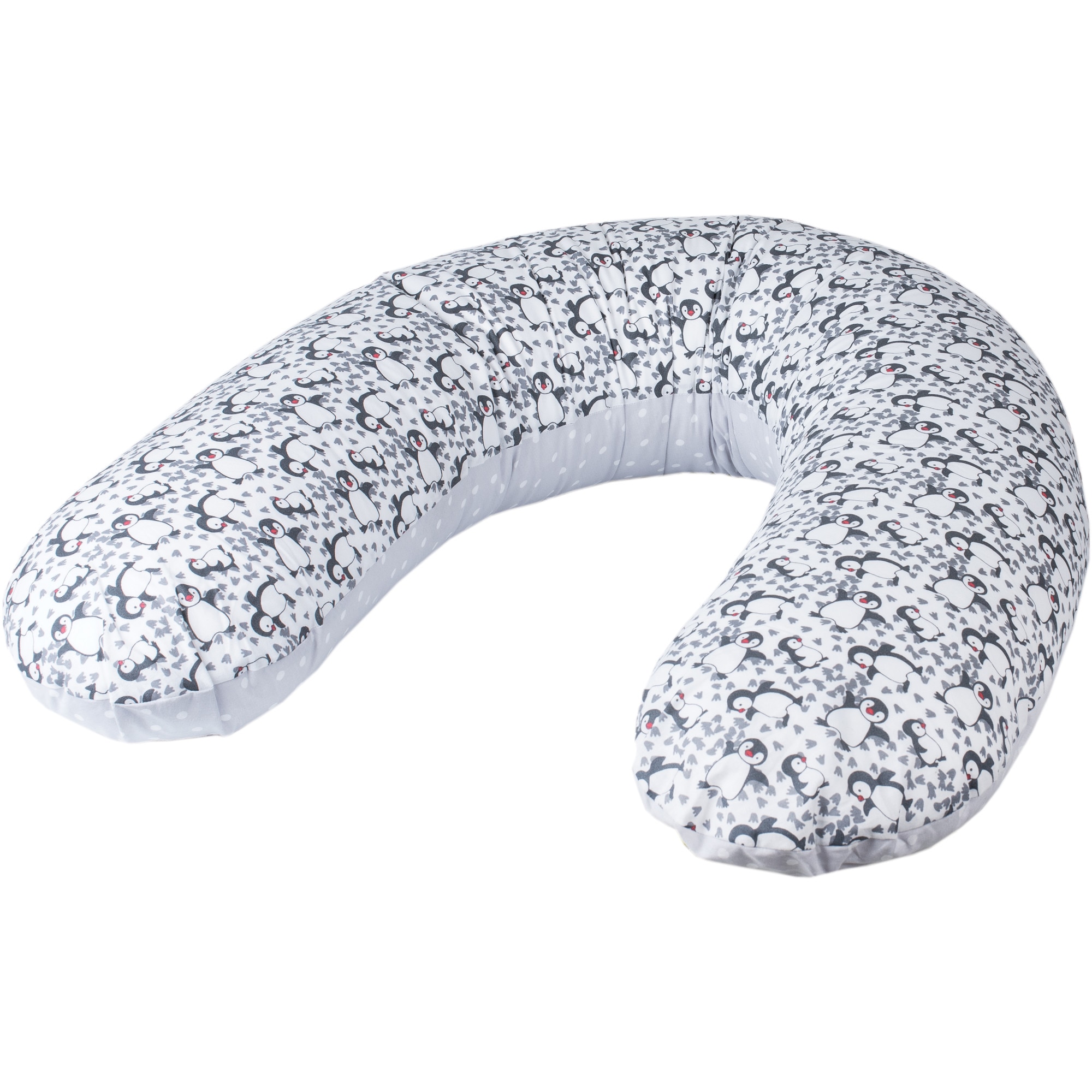 Perna alaptare Bubaba 170 x 35cm model Grey Penguins cu husa detasabila