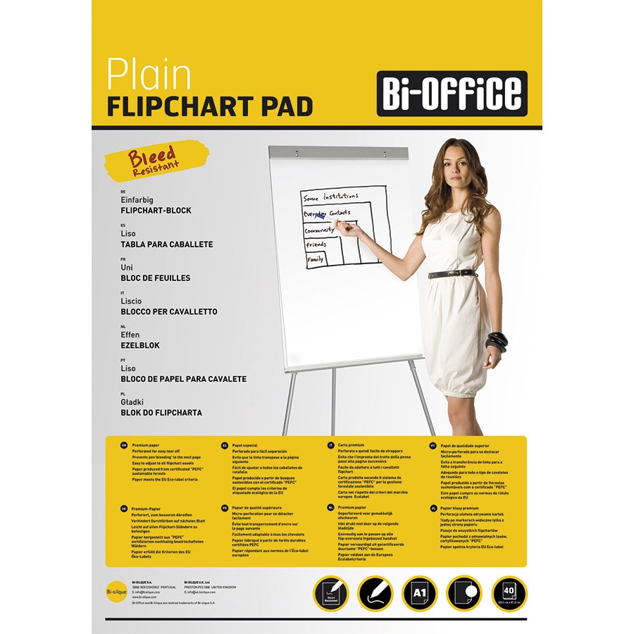 Rezerva hartie flipchart Bi-Office neliniata - 65x95 cm, 60 g/mp (20 coli/set)