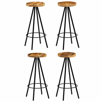 Set de 4 scaune de bar, vidaXL, Lemn masiv de mango, Maro, 30 x 30 x 76 cm Set de 4 scaune de bar, vidaXL, Lemn masiv de mango, Maro, 30 x 30 x 76 cm