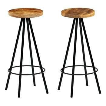Set de 2 scaune de bar, vidaXL, Lemn masiv de mango, Maro, 30 x 30 x 76 cm Set de 2 scaune de bar, vidaXL, Lemn masiv de mango, Maro, 30 x 30 x 76 cm