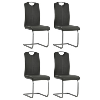 Set de 4 scaune de bucatarie cu maner, vidaXL, Piele artificiala, Gri, 43 x 55 x 100 cm Set de 4 scaune de bucatarie cu maner, vidaXL, Piele artificiala, Gri, 43 x 55 x 100 cm