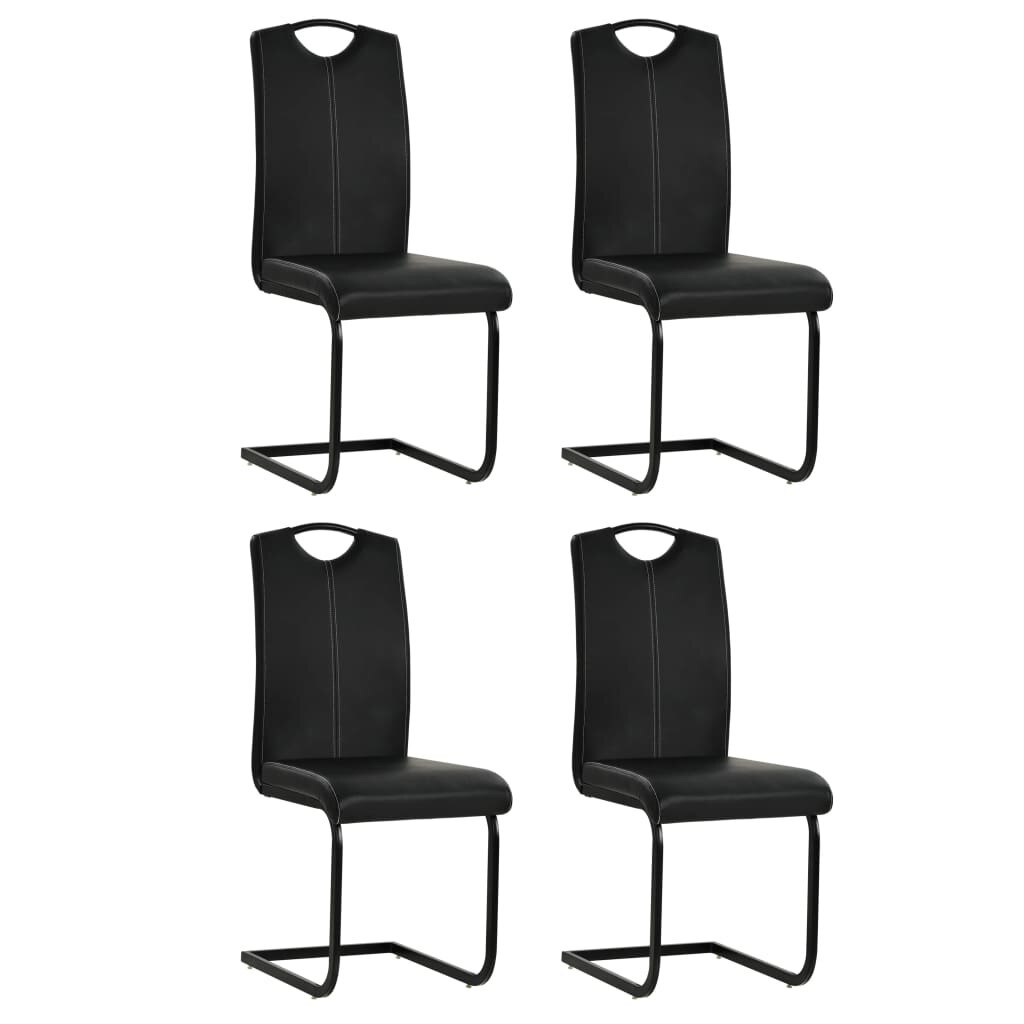 Set de 4 scaune de bucatarie, vidaXL, Piele artificiala, Negru, 43 x 55 x 100 cm