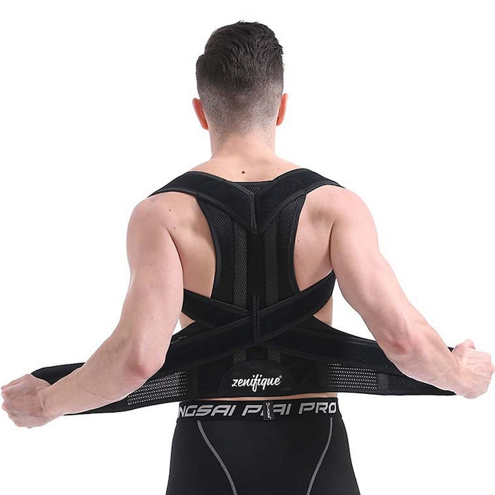 Zenifique testtartás-korrektor hátpánt, unisex, fekete, XL méret